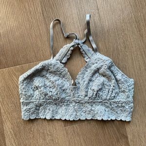 Aerie Gray Lace Racerback Bralette, Size Small